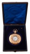 A 9ct gold Benson half hunter keyless pocket watch