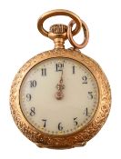 A lady's Swiss 14k open faced keyless fob watch