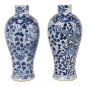 A pair of Chinese blue and white vases