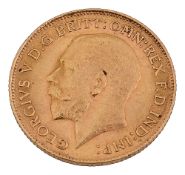 A George V gold half sovereign, 1913