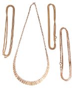 A group of 9ct gold chains