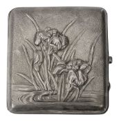 A Japanese Meiji period silver repousse cigarette case