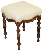 A William IV rosewood and upholstered stool