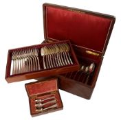 A late 19th century Dutch .883 silver part canteen of Hanoverian pattern flatware