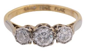 A three stone diamond ring