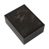A Japanese Meiji period dark hardwood and shakudo box