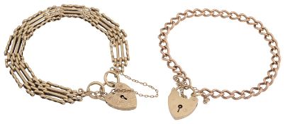 9ct gold four-bar gate bracelet