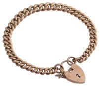 A 9ct curblink padlock bracelet