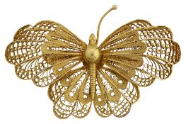 A filigree butterfly brooch
