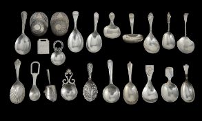 A collection of mostly George V and later silver caddy spoons