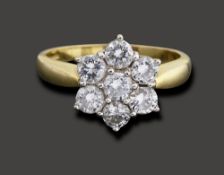 18ct gold diamond cluster ring