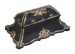 An early Victorian papier mache tea caddy