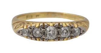 An Edwardian five stone diamond ring