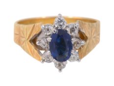 A sapphire and diamond-set cluster ring
