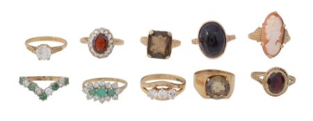 A group of 9ct gold rings
