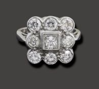 A diamond-set cluster ring
