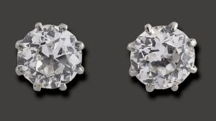 A pair of diamond ear studs