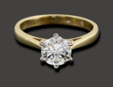 A diamond single stone ring