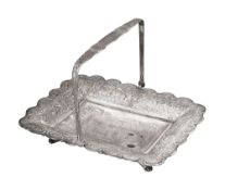 An Edwardian silver swing handled basket