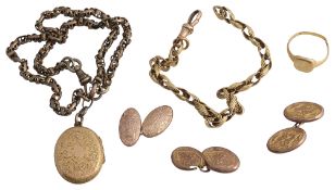 A small collection of Victorian and other mixed 9ct jewellery