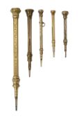 A Sampson & Mordan gold cased propelling pencil and four other pencils