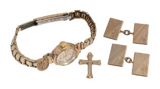 A pair of 9ct gold rectangular cufflinks