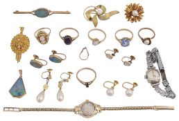 A collection of lady's rings, brooches, earrings, watches etc..