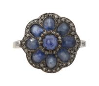 A sapphire and diamond-set cluster ring