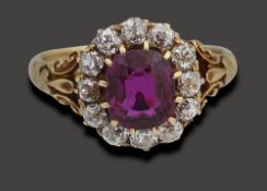 A Victorian ruby and diamond-set cluster ring