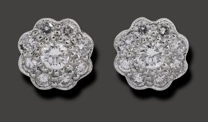 A pair of diamond-set cluster ear studs
