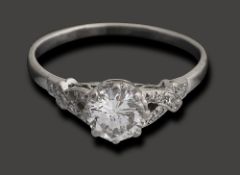 A diamond single stone ring