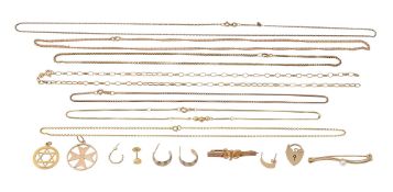 A collection of 9ct gold accessories