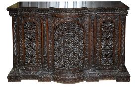 A Burmese carved rosewood side cabinet
