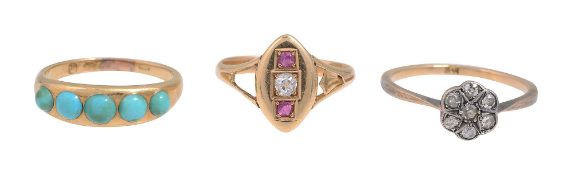 Three 18ct gold rings