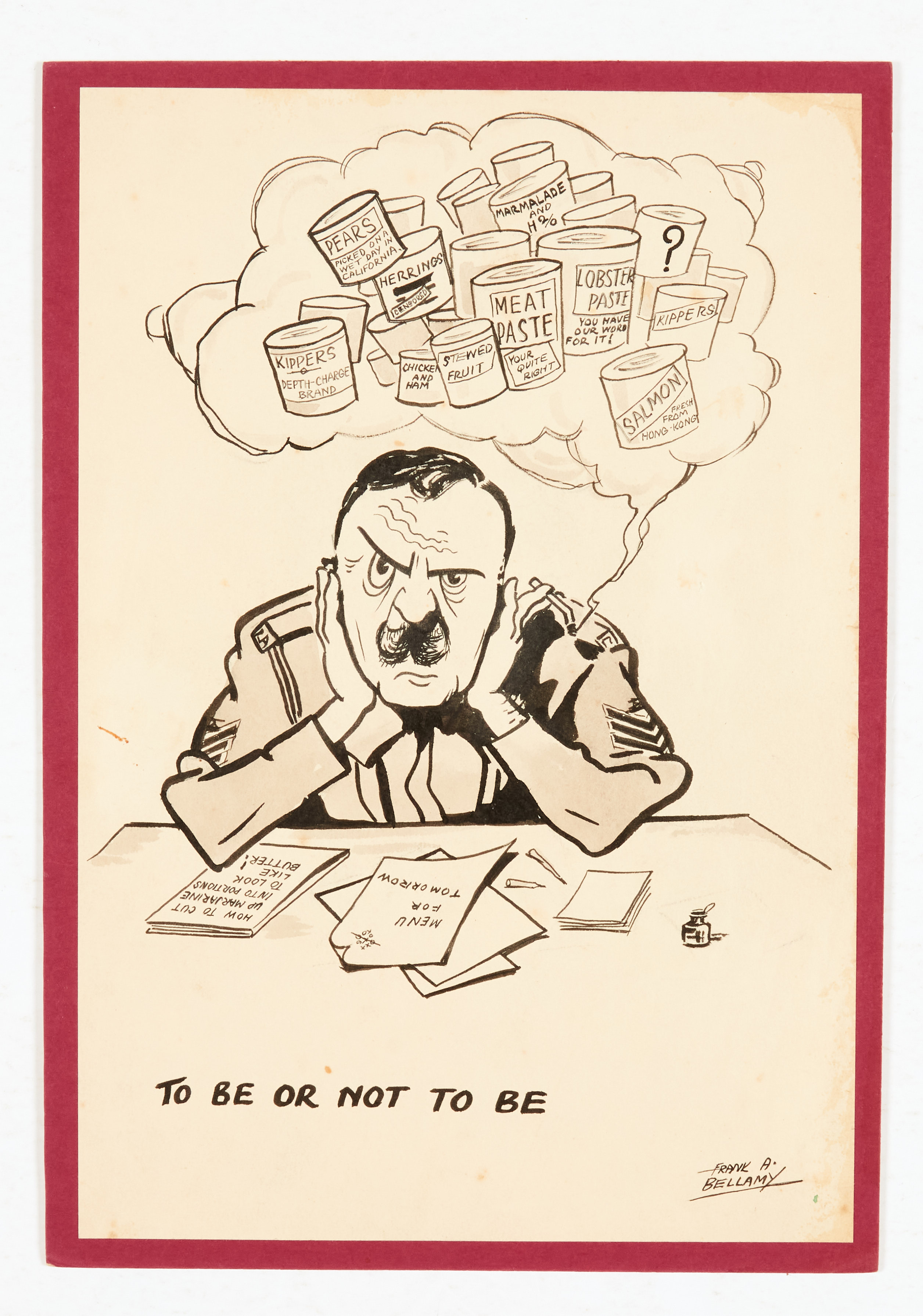 Frank Bellamy original signed sketch (1940s) 'To Be or Not to Be' The Catering Corps Sergeant in a
