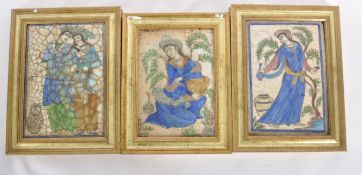 TRIO OF IZNIK POTTERY PERSIAN TILES