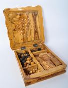 20TH CENTURY BURR WALNUT GAMES COMPENDIUM