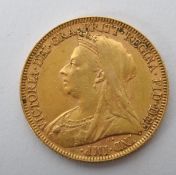VICTORIAN 1894 22CT GOLD FULL SOVEREIGN COIN