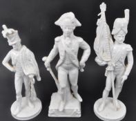 THREE BLANC DE CHINE DRESDEN SOLDIE FIGURES