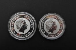 AUSTRALIA. TWO 1OZ 999 SILVER $1 DOLLAR COINS