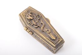 BRASS VESTA CASE IN FORM OF COFFIN