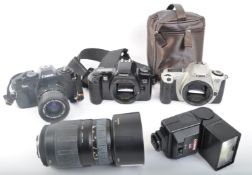 THREE RETRO VINTAGE CANON CAMERAS T/W COBRA D400 FLASH
