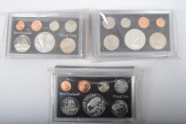 THREE VINTAGE NEW ZEALAND PROOF COIN SETS