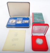 1969 999 SILVER THREE MEDALS SET T/W COMMEMORATIVE SILVER COIN