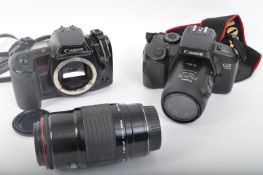 TWO RETRO VINTAGE CANON CAMERAS T/W SIGMA ZOOM