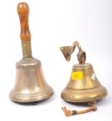 19TH CENTURY BRASS HAND HELD BELL WITH ANOTHER