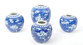 FOUR 19TH CENTURY CHINESE PRUNUS GINGER JARS