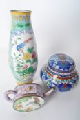 THREE 20TH CENTURY CHINESE ORIENTAL ENAMEL WARE