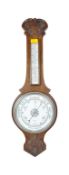 EARLY 20TH CENTURY 1920'S OAK ANEROID BANJO BAROMETER