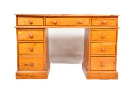20TH CENTURY PINE TWIN PEDESTAL WRITING DESK